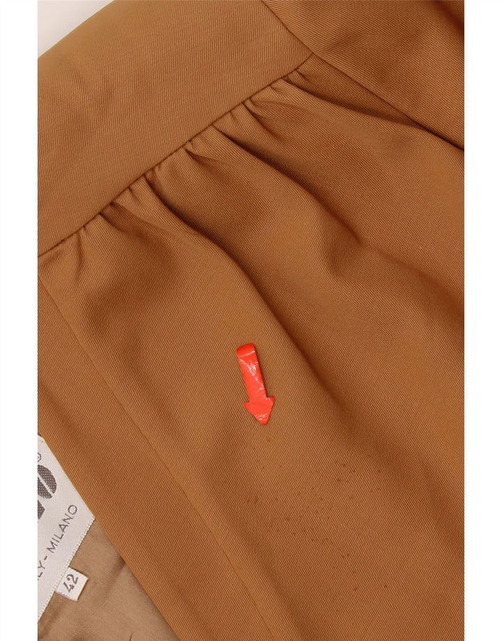 vintage Femme 3 Boutons 3/4 Manches Blazer Veste IT 42 Rayonne Brun Moyen