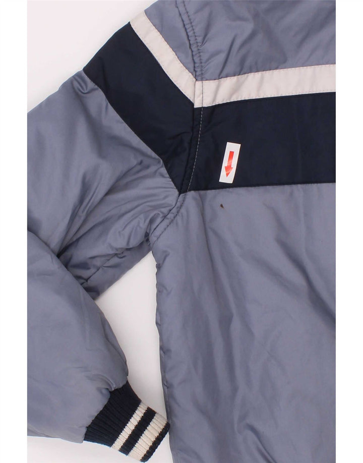 Benetton Veste matelassée graphique pour garçon 7-8 ans Bleu moyen colour block