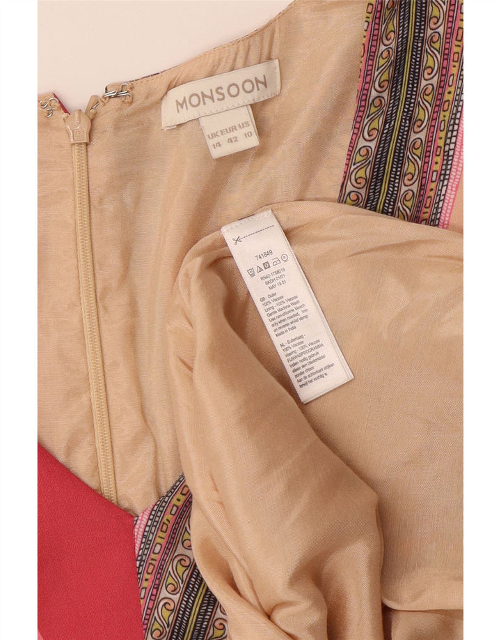 MONSOON Robe asymétrique pour femme UK 44 Grand patchwork multicolore