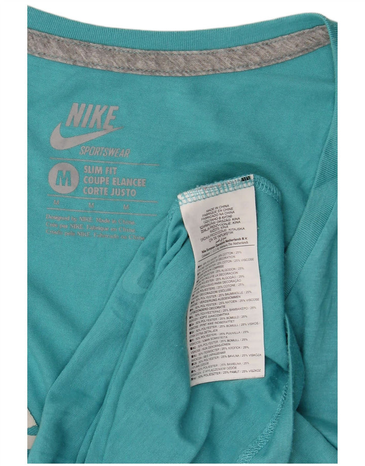 NIKE T-shirt coupe slim pour femme UK 12 Bleu moyen Polyester