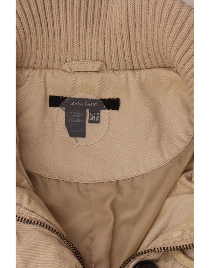 Zara Veste rembourrée pour femme UK 12 en coton beige moyen classique