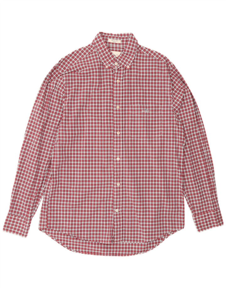 Gant Chemise Regular Fit Homme Taille 41/42 Grand Carreau Rouge Coton