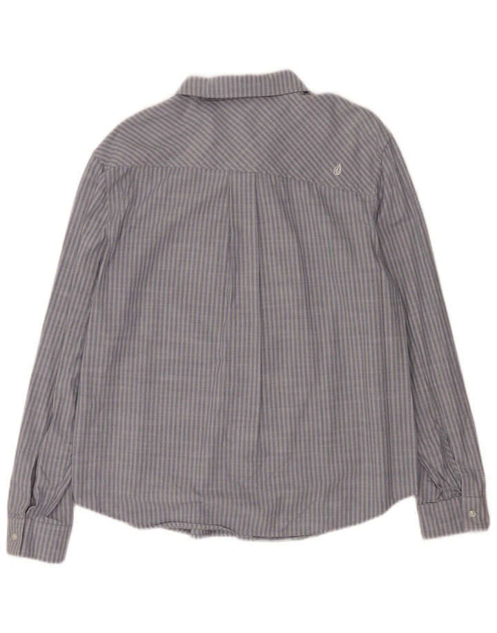 Volcom Chemise Femme UK 14 Large Bleu Rayé Coton