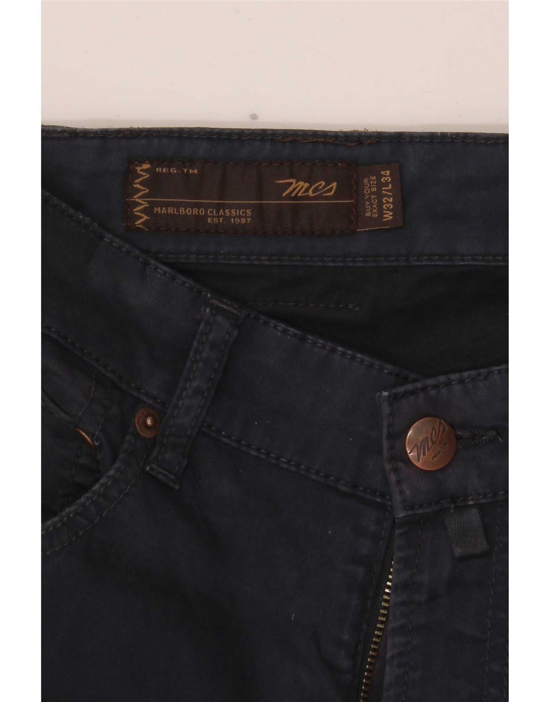 Marlboro Classics Pantalon décontracté slim pour homme W32 L31 Bleu marine