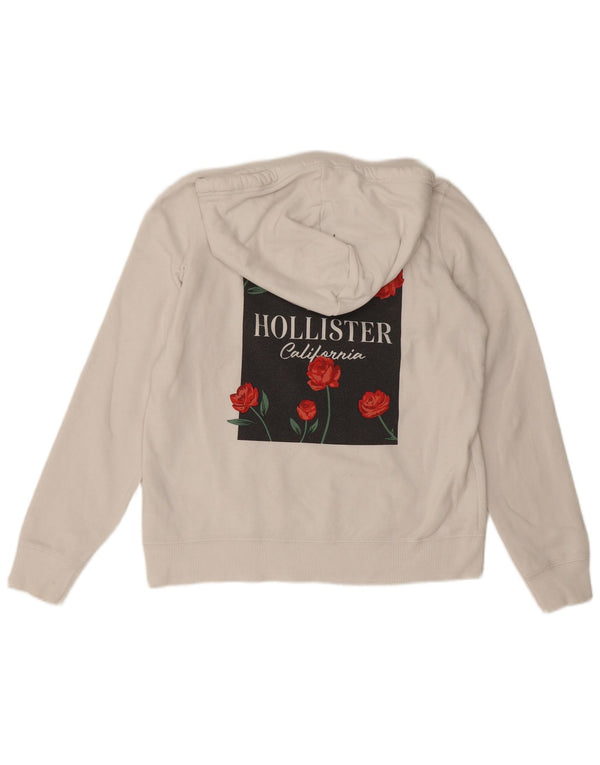 Hollister Pull à capuche graphique pour femme UK 14 Coton blanc moyen