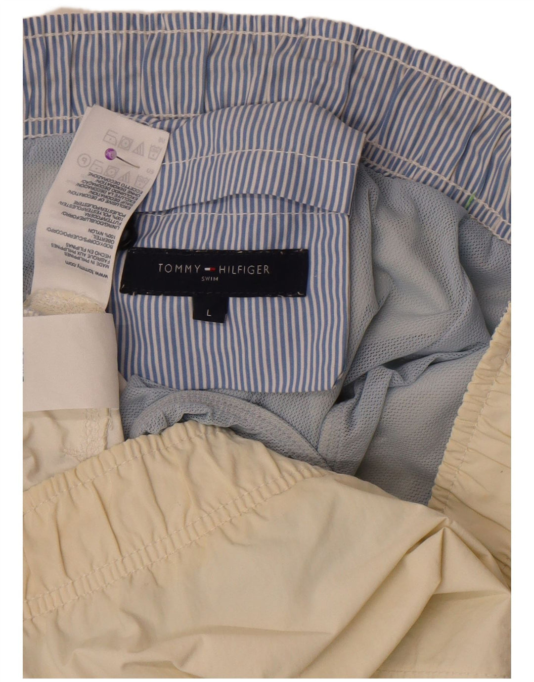 Tommy Hilfiger Short de bain pour homme Large en polyester color block blanc cassé