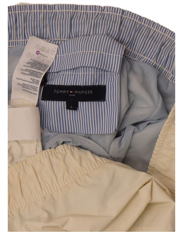 Tommy Hilfiger Short de bain pour homme Large en polyester color block blanc cassé