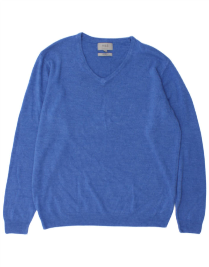 Marks & Spencer Pull Col V Homme XL Bleu Acrylique
