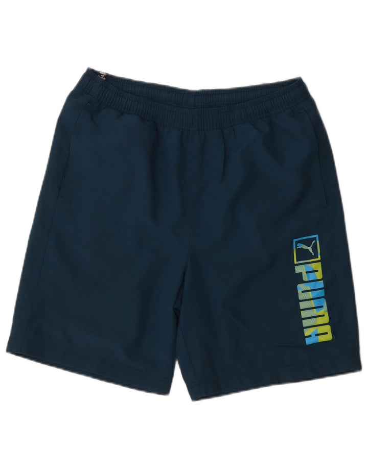 Puma Short de sport graphique homme petit bleu marine polyester
