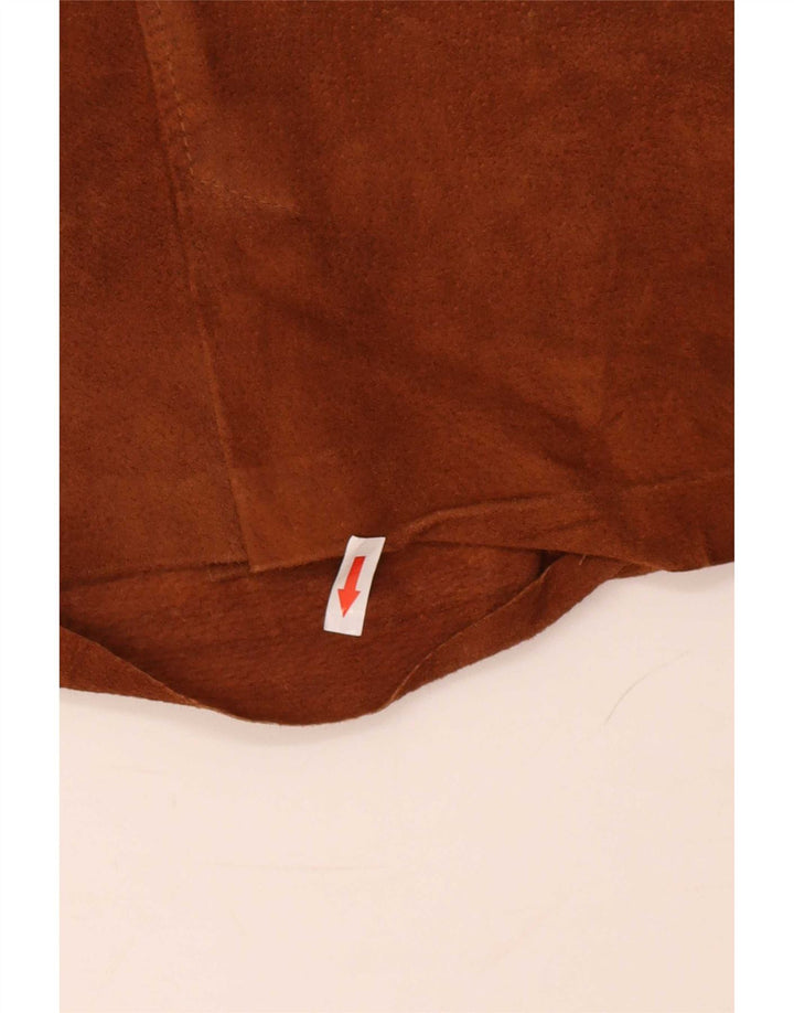 Vintage Mini-jupe en daim pour femme Small W26 Beige