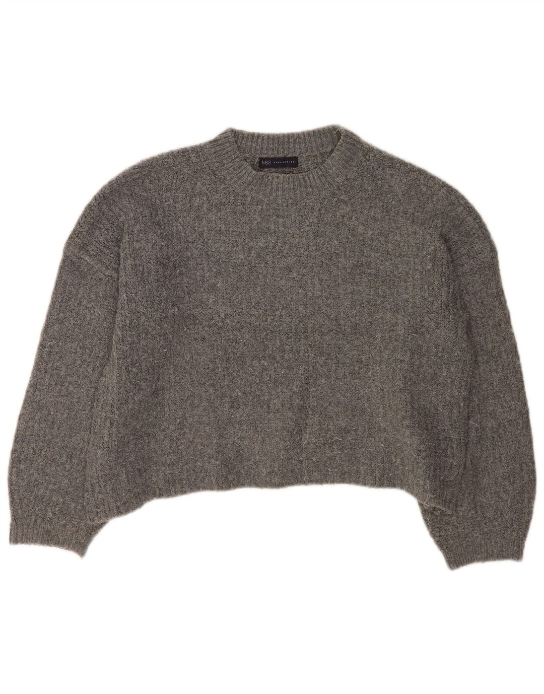 Marks & Spencer Pull surdimensionné à col rond pour femme UK 16 Large Gris