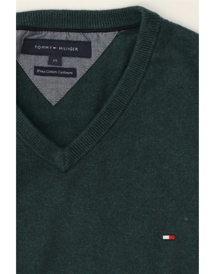 Tommy Hilfiger Pull Col V Homme Vert Moyen Coton
