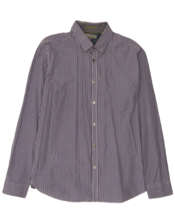 Ted Baker Chemise Homme Taille 5 XL Bleu Vichy Coton
