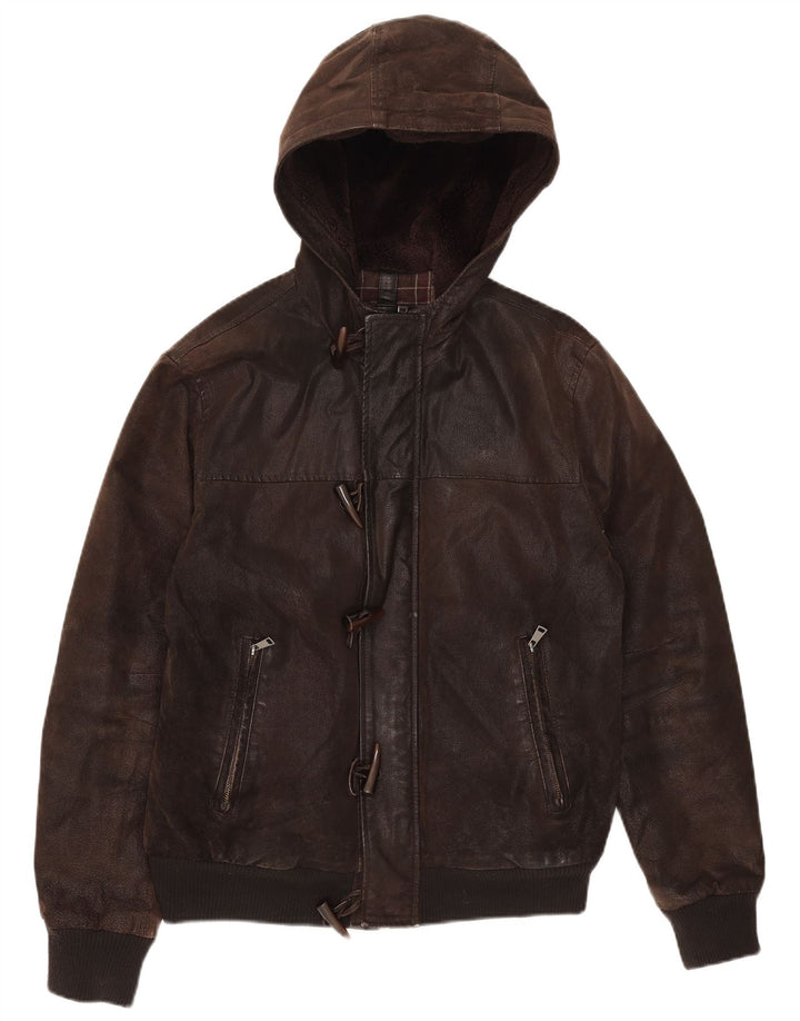 Conbipel Veste en cuir à capuche pour homme IT 50 Cuir marron moyen