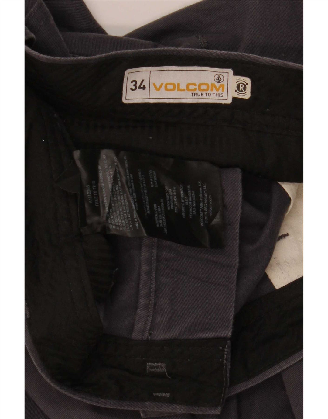 Volcom Pantalon Chino Droit Homme W34 L32 Gris Coton