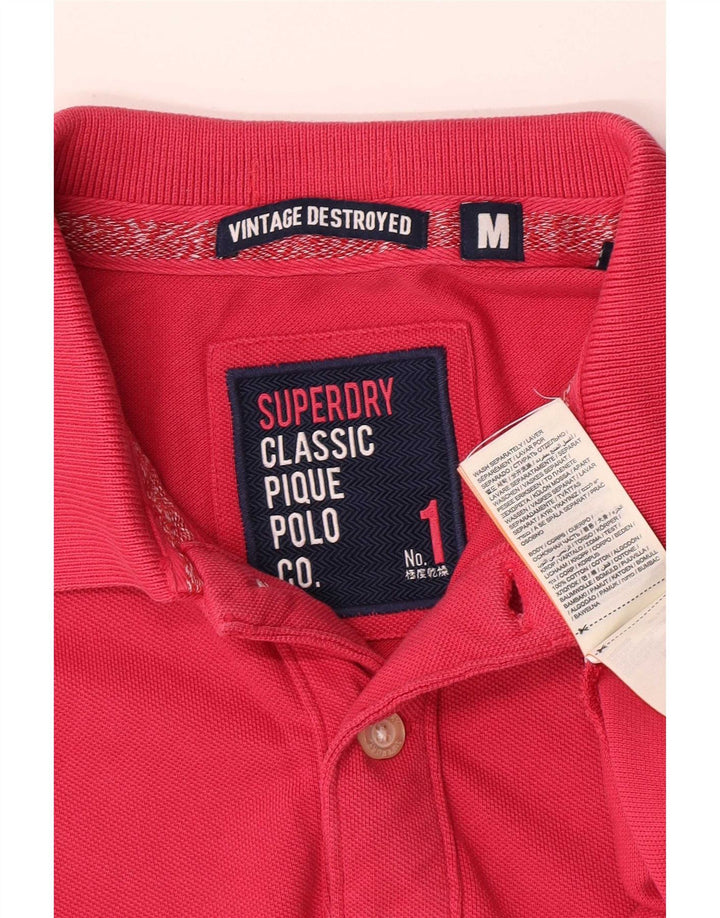 Superdry Polo à Manches Courtes Homme Rose Moyen Coton