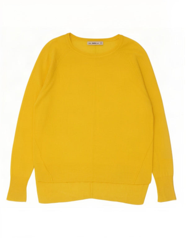 Zara Pull col bateau pour femme UK 14 Viscose jaune moyen
