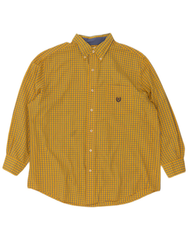 Chaps Chemise Homme Large Vichy Jaune Coton