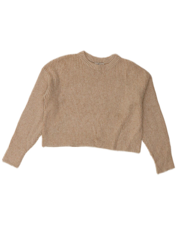 Topshop Pull court surdimensionné à col rond pour femme UK 6 XS Beige