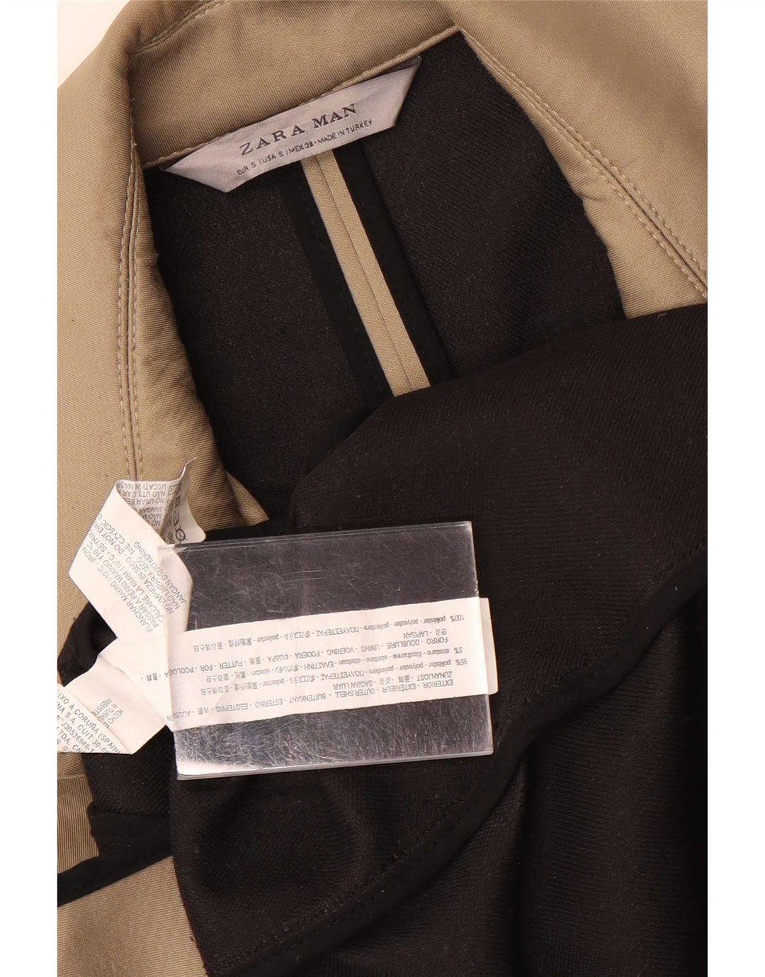 Zara Manteau croisé pour homme UK 36 Petit Polyester Beige