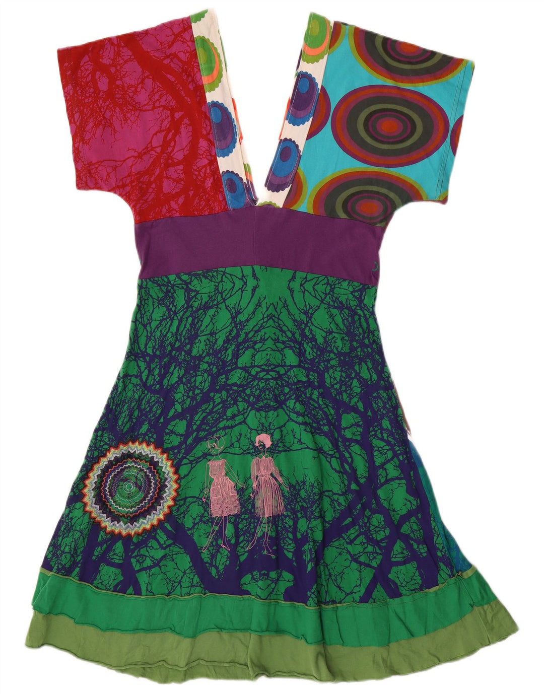 Desigual Robe trapèze à motif abstrait pour femme UK 12 Medium Multicolore