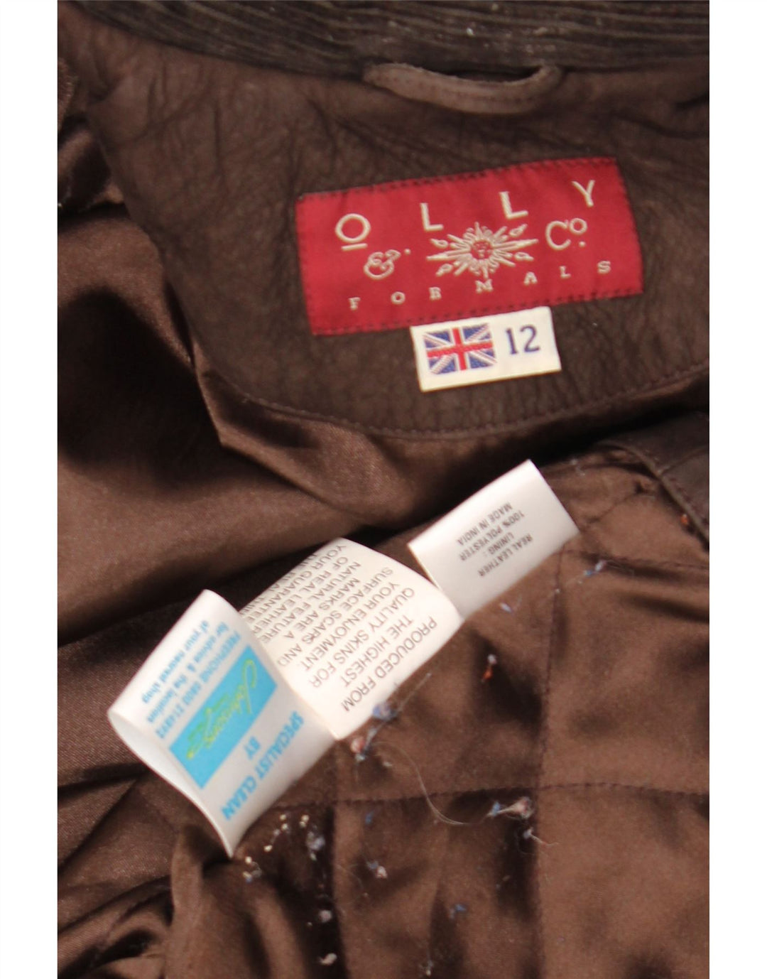 Olly & Co Veste en cuir surdimensionnée pour femme UK 12 Marron moyen