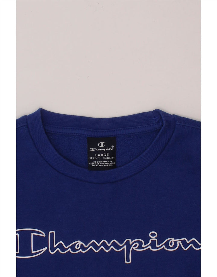 CHAMPION Boys Graphic Sweatshirt Jumper 11-12 Years Large Blue Vintage Champion and Second-Hand Champion from Messina Hembry 