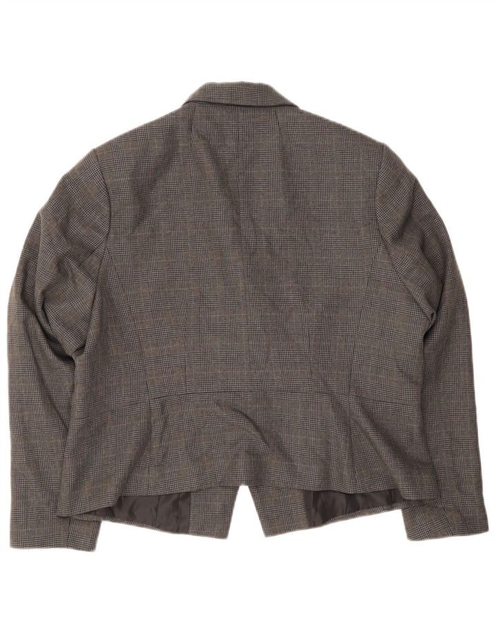 Marks & Spencer Veste blazer à 1 bouton pour femme UK 18 XL Gris à carreaux Polyester