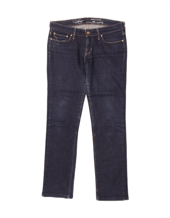 LEVI'S Womens Slight Curve Straight Jeans W29 L30 Navy Blue Cotton