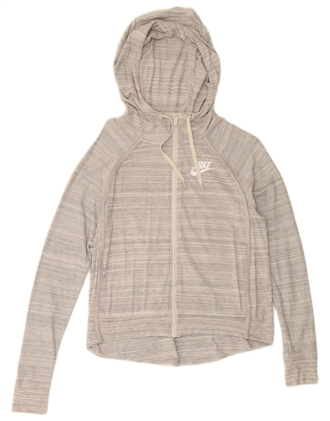 NIKE Pull à capuche zippé pour femme UK 14 Gris moyen rayé