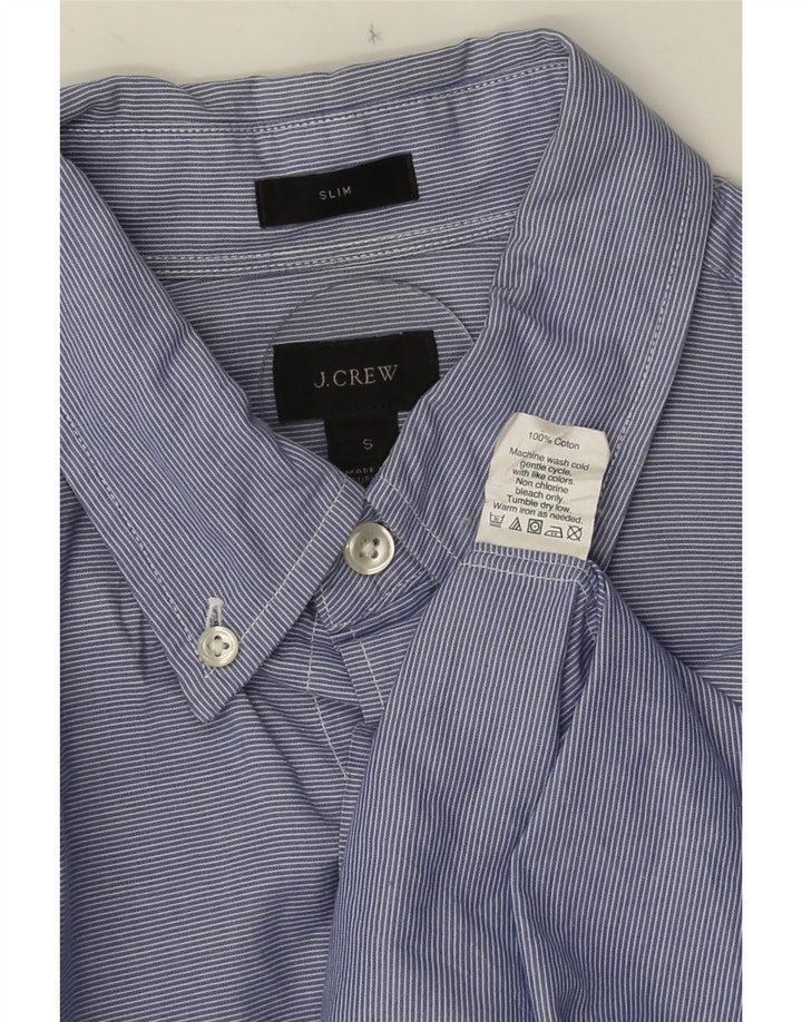 J. CREW Chemise cintrée pour homme en coton à fines rayures bleues