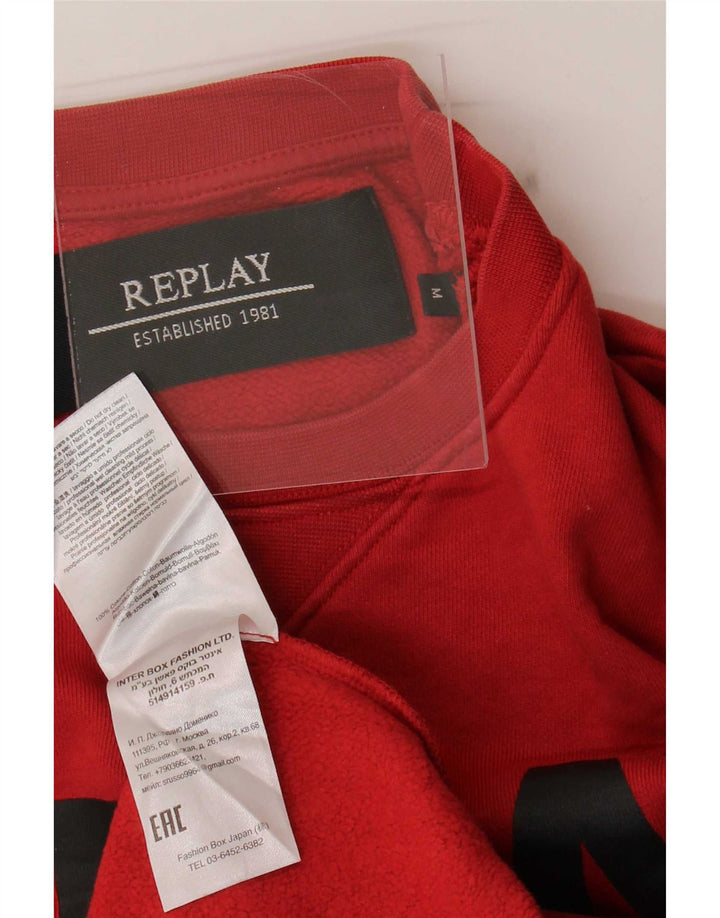 Replay Sweat-Shirt Graphique Homme Rouge Moyen Coton