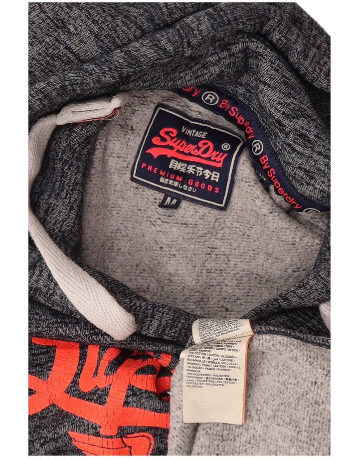 Superdry Pull à capuche graphique pour femme UK 12 Coton moucheté bleu marine moyen