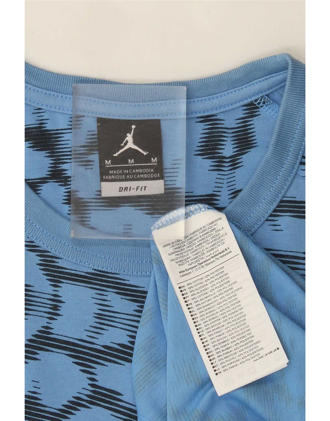 Jordan T-shirt Dri Fit à motif abstrait pour homme en coton bleu moyen