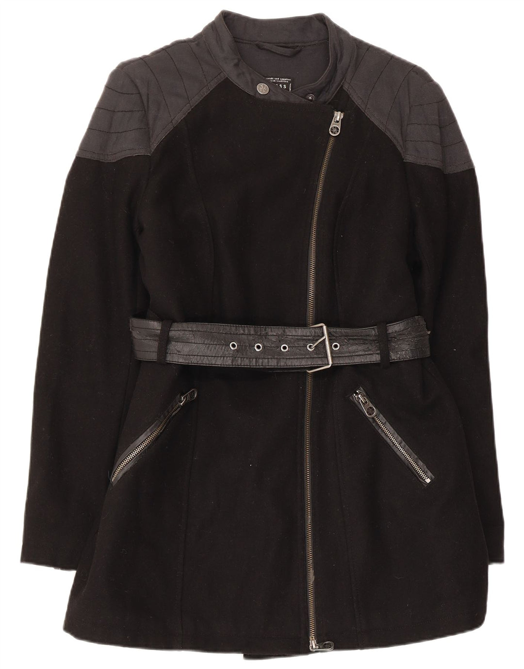 Guess Manteau Femme UK 8 Petite Laine Noire