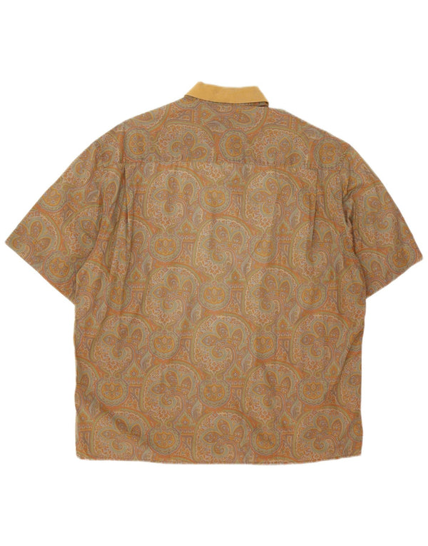 Gran Sasso Polo à manches courtes pour homme, grand motif cachemire marron