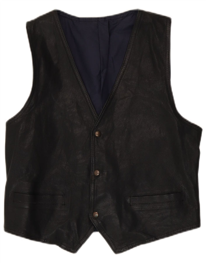gilet en cuir homme vintage cuir noir moyen