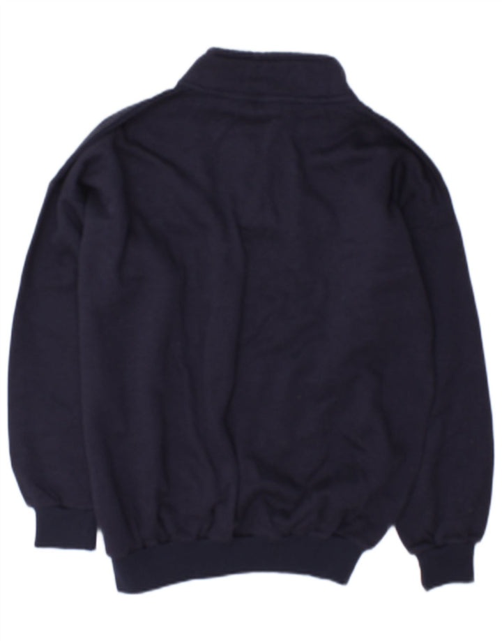 vintage Femme Sweatshirt Jumper UK 14 Moyen Bleu Marine Coton