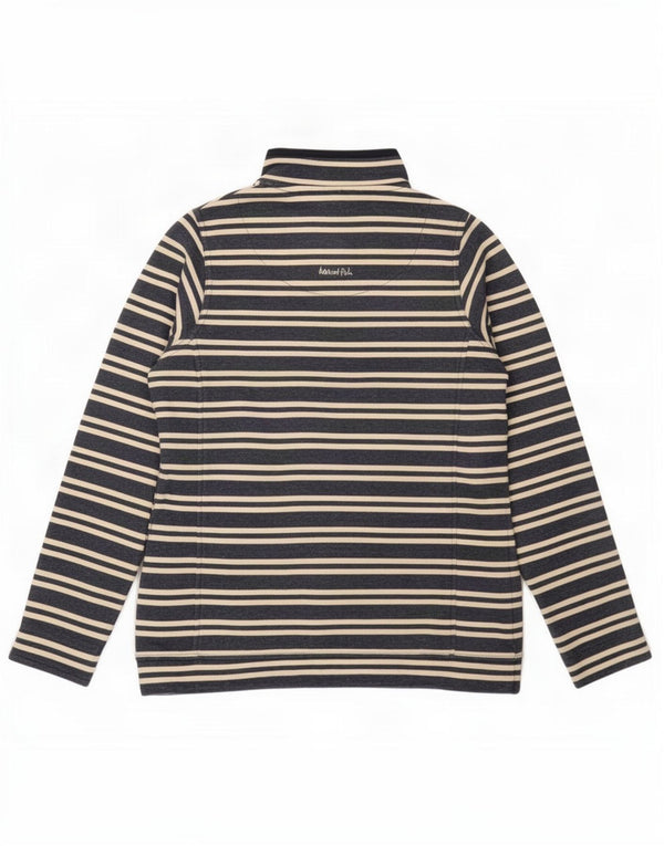 Weird Fish Sweat-shirt à col zippé pour femme UK 10 Petit bleu marine rayé