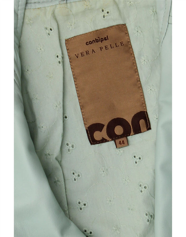 Conbipel Blouson Motard En Cuir Femme IT 44 Cuir Vert Moyen