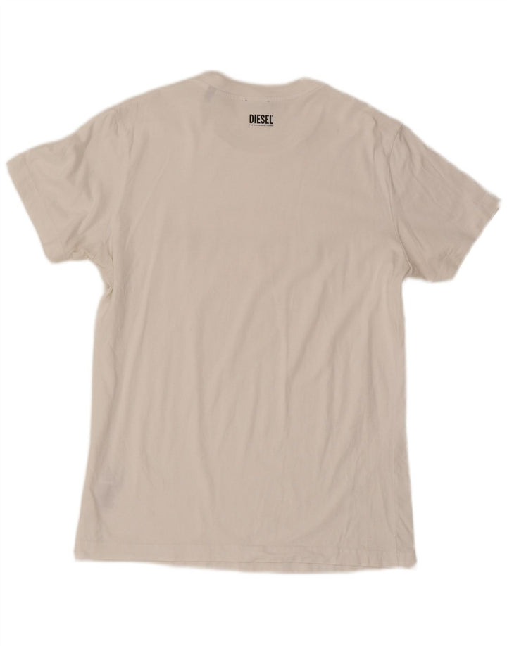 Diesel T-Shirt Graphique Homme Blanc Moyen Coton