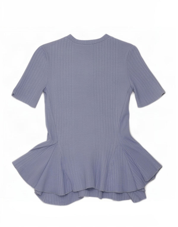Zara Womens Crop Asymétrique Blouse Top UK 8 Small Bleu