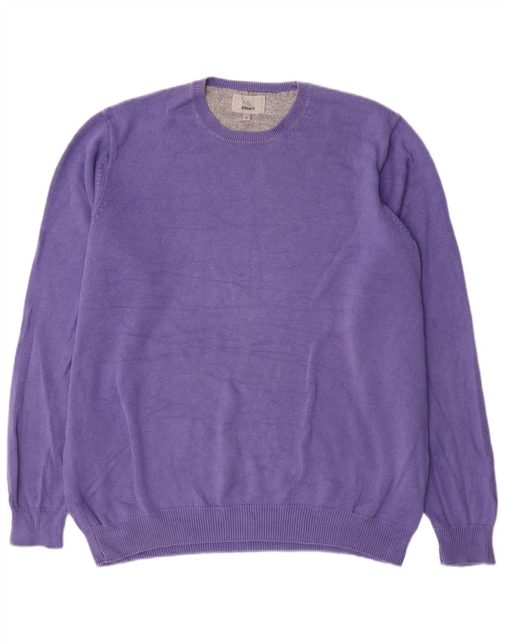 Marks & Spencer Pull à col rond coupe classique pour homme Violet Taille L