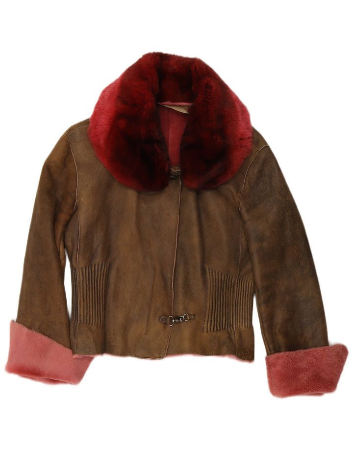 ERMANNO SCERVINO Veste en Cuir Femme IT 42 Cuir Marron Moyen