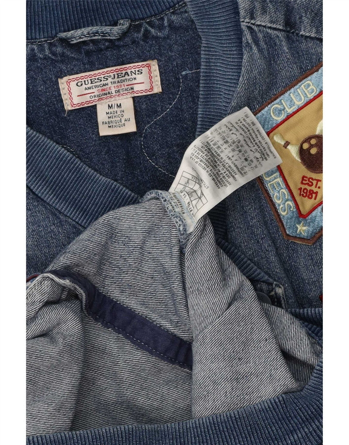 Guess Veste en jean surdimensionnée graphique pour femme UK 8 Small Bleu Coton