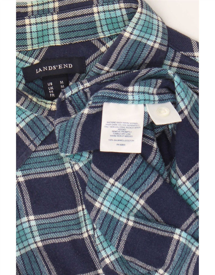 Lands End Chemise en flanelle pour femme UK 14 Coton à carreaux bleu marine moyen