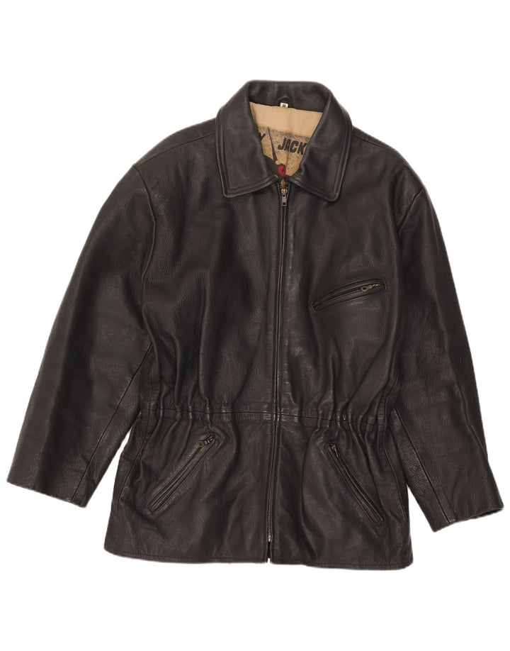 Veste en cuir Fly pour femme UK 14 Cuir noir moyen