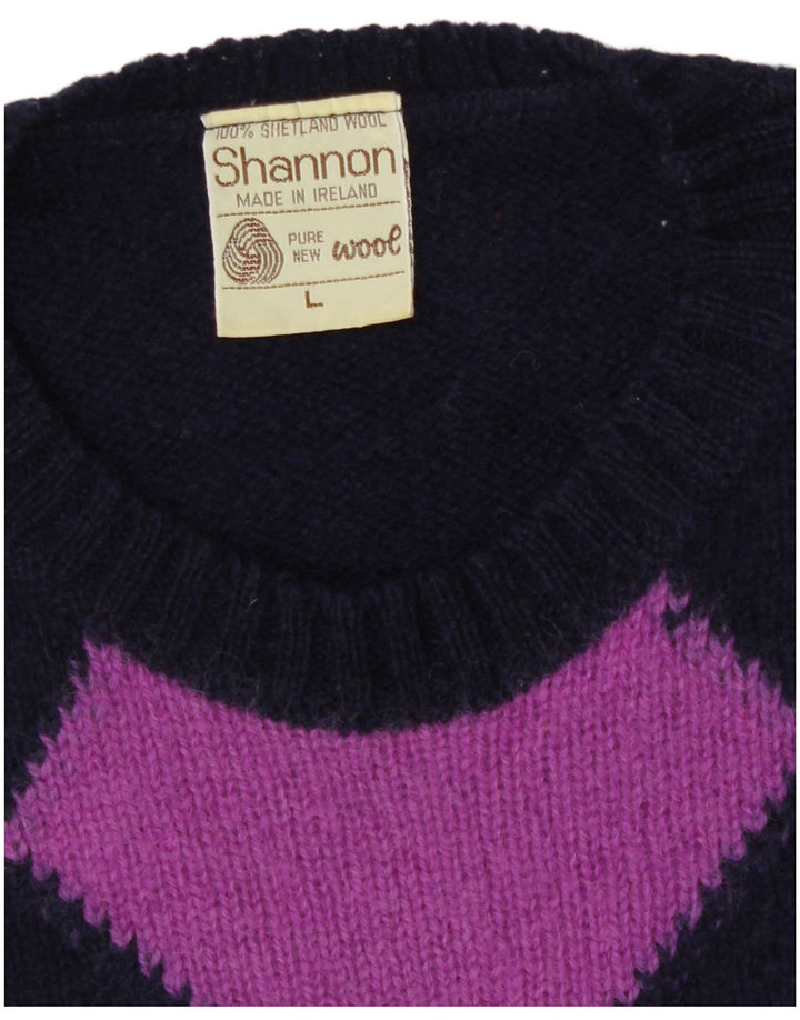 Shannon Pull col rond pour homme Bleu marine Argyle/Diamant