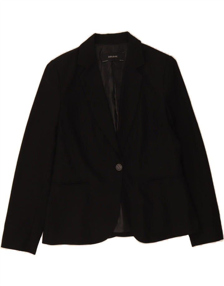 ZARA Womens 1 Button Blazer Jacket EU 42 Large Black Polyester Vintage Zara and Second-Hand Zara from Messina Hembry 