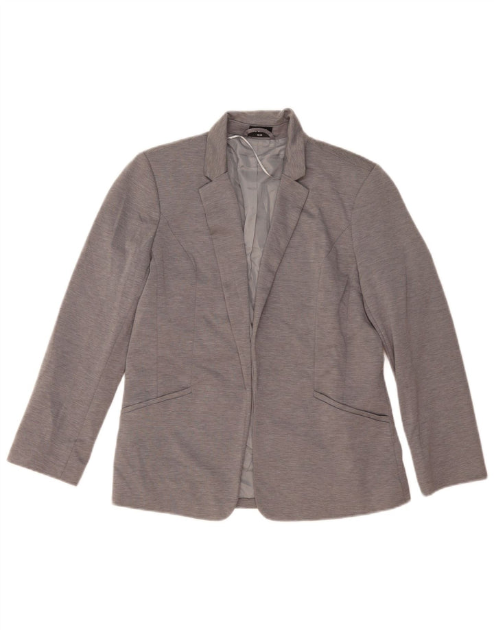 Oasis Veste blazer ouverte pour femme UK 10 Petit gris à fines rayures Polyester